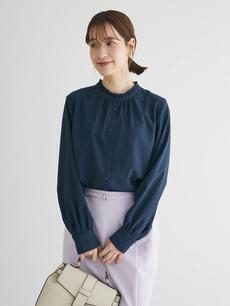 BEST PRICE ケア楽 スタンドフリルブラウス BEST PRICE ケア楽 スタンドフリルブラウス